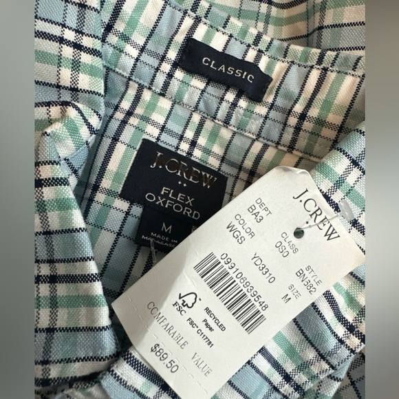NEW J Crew Flex Oxford Classic Size M Button Up Shirt Long Sleeve Plaid - Picture 5 of 5
